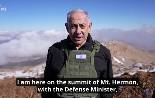 Thumbnail preview image for the video titled: Benjamin Netanyahu held an assessment  in occupied Syria on the summit of Mt. Hermon