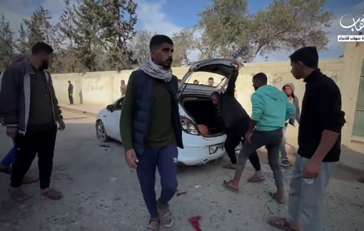 Thumbnail preview image for the video titled: Israeli drone strikes a car in Nuseirat, killing and injuring dozens