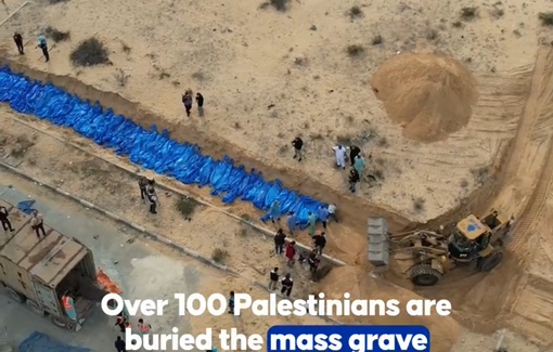 Thumbnail preview image for the video titled: On 47th day of Israeli attacks in Gaza, 111 Palestinians are buried in mass grave in Khan Yunis