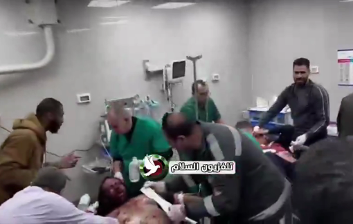 Thumbnail preview image for the video titled: Killed and injured arrive in Hospital after Israeli drone strike on a vehicle in Tulkarm