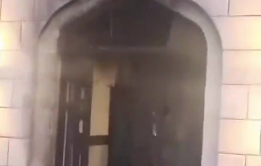 Thumbnail preview image for the video titled: Settlers vandalized and partialy burned a mosque in Marda town