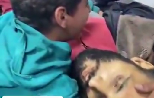 Thumbnail preview image for the video titled: Child mourns his father who was killed by an Israeli airstrike