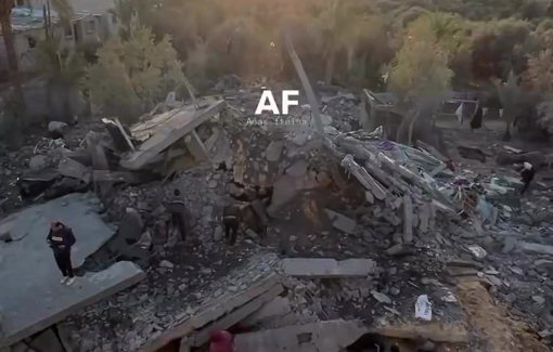 Thumbnail preview image for the video titled: Search for victims continue following night Israeli bombing of the Abu Samra family