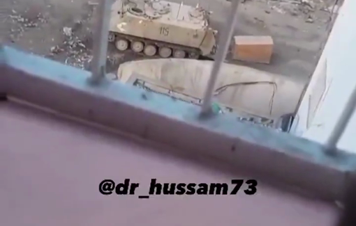 Thumbnail preview image for the video titled: "Danger" box placed at Kamal Adwan Hospital by IDF armored vehicle