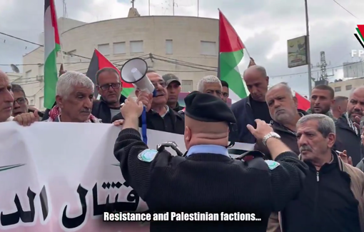 Thumbnail preview image for the video titled: Protest for unity in Jenin blocked by Palestinian Security Forces