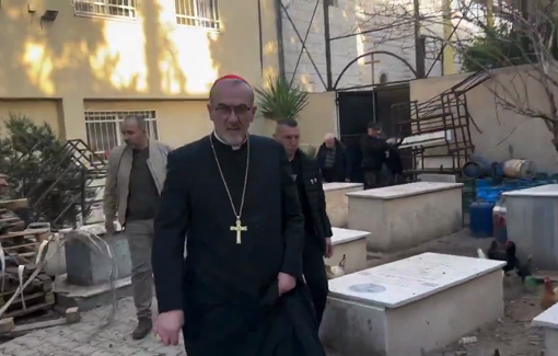 Thumbnail preview image for the video titled: Cardinal Pierbattista Pizzaballa visited the graves of Nahida Antoun and her daughter Samar Antoun killed by Israeli sniper on December 16, 2023