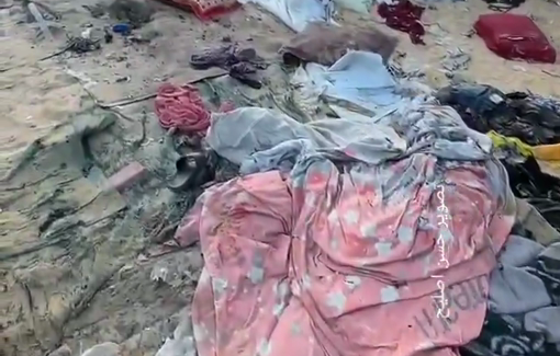 Thumbnail preview image for the video titled: Aftermath of night Israeli massacre of a couple in a tent