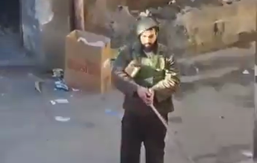 Thumbnail preview image for the video titled: In Al-Am'ari, a Palestinian was dressed in Israeli soldier uniform and used as a human shield