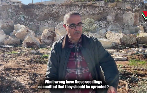 Thumbnail preview image for the video titled: Israeli bulldozers demolished three houses in the town of Hizma, northeast of Jerusalem