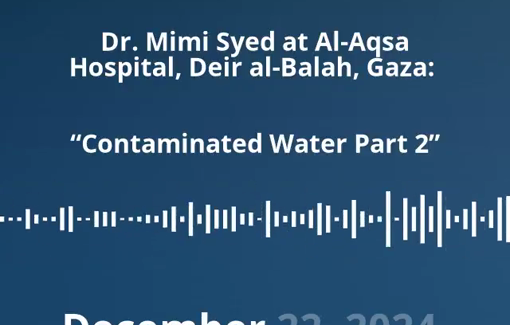 Thumbnail preview image for the video titled: Volunteer Dr Mimi Syed about how the water is sourced in Central Gaza