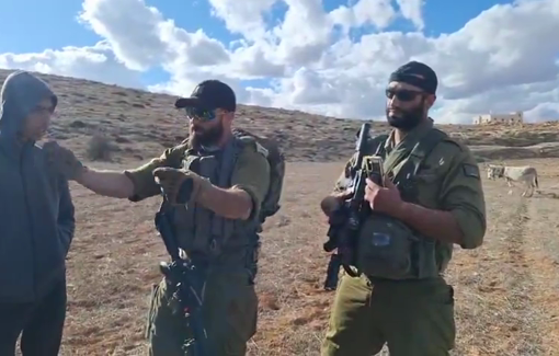 Thumbnail preview image for the video titled: Violent settler Betzalel Taljah harass the foresters in Susiya