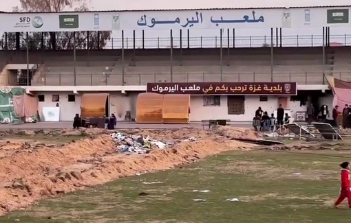 Thumbnail preview image for the video titled: Israeli troops occupied the Yarmouk Stadium transformed it into a concentration camp & causing significant damage