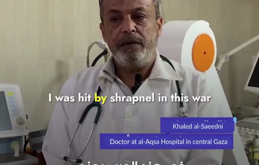 Thumbnail preview image for the video titled: Dr. Khaled Al-Saeedni returns to care for children despite losing his leg