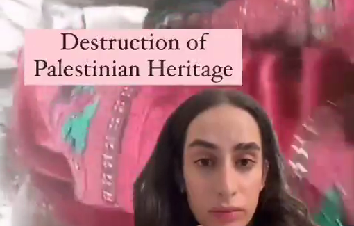 Thumbnail preview image for the video titled: Israel bombed and destroyed home's Aida Abu Sitta and her 300 hand-embroidered Tatreez dresses collection