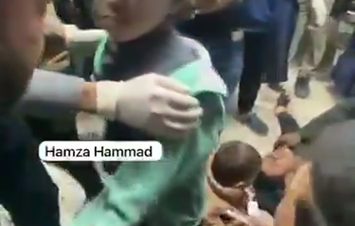 Thumbnail preview image for the video titled: Children injured in Israeli bombing of a reisdential block in Gaza City