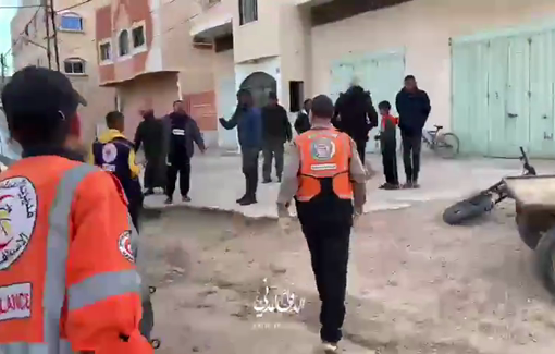 Thumbnail preview image for the video titled: Civil Defense crews retrieve the body of a killed Palestinian in Rafah