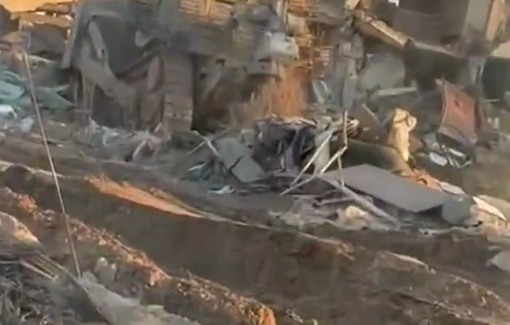 Thumbnail preview image for the video titled: An Israeli soldier celebrating the demolition of the first home of 2025