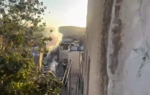 Thumbnail preview image for the video titled: Israeli forces fired tear gas canisters towards Palestinian homes during their raid on Al-Fawwar