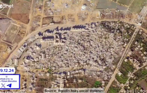 Thumbnail preview image for the video titled: Satellite imagery showing Israel's mass destruction of Beit Hanoun