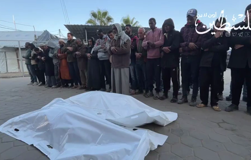 Thumbnail preview image for the video titled: Morning funerals of families killed in night Israeli strikes in central Gaza