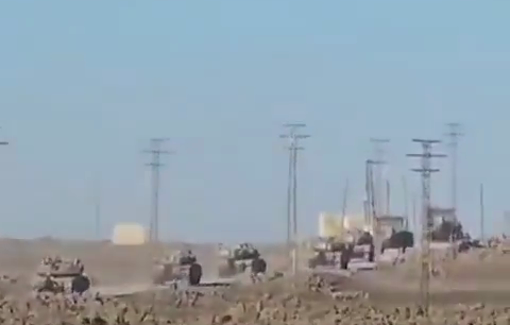 Thumbnail preview image for the video titled: An Israeli convoy entering the village of Abu A’sa in southern Quneitra