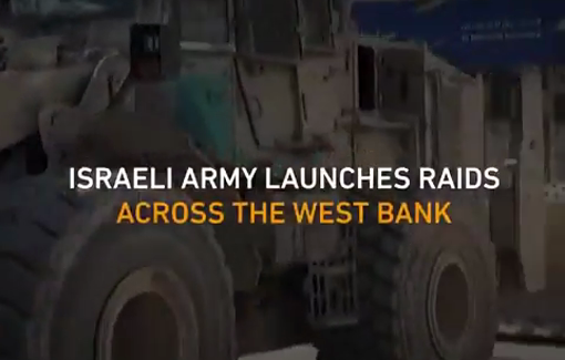 Thumbnail preview image for the video titled: Israeli forces deployed bulldozers and armoured vehicles during a raid on Qabatiya