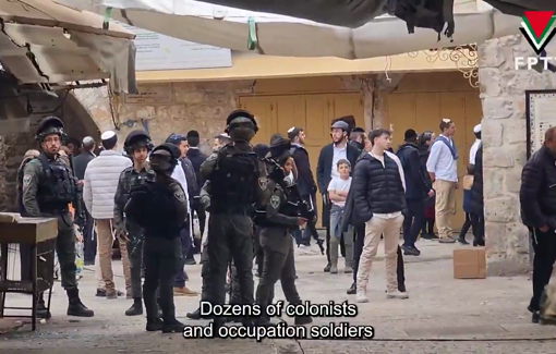 Thumbnail preview image for the video titled: Israeli settlers and soldiers stormed the Old City in Hebron in order to close the shops