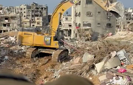 Thumbnail preview image for the video titled: Israel employing civilian construction company excavators to carry out mass demolitions in Jbalai