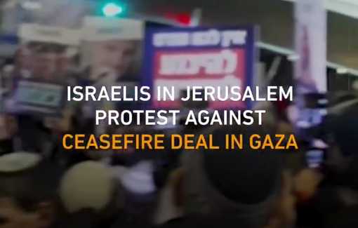 Thumbnail preview image for the video titled: Israeli protesters against the ceasefire deal in Gaza