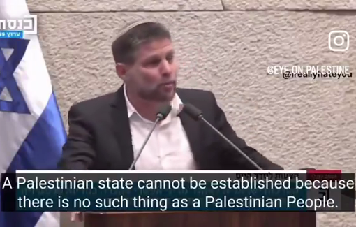 Thumbnail preview image for the video titled: Israeli Finance Minister Smotrich rejects the existence of the Palestinian people and therefore of the Palestinian state