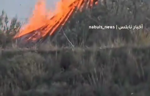 Thumbnail preview image for the video titled: Israeli settlers burn olive trees and agriculture facilities in Madama village