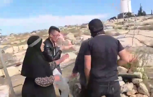 Thumbnail preview image for the video titled: Settlers, including Tov Luski, invaded the village of Susiya to harass farmers