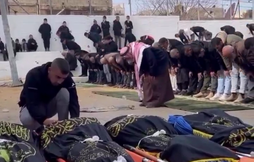 Thumbnail preview image for the video titled: The funeral of the Palestinians  killed by an Israeli drone strike in Jenin refugee camp.