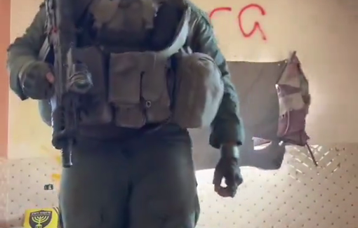 Thumbnail preview image for the video titled: An Israeli soldier in Gaza filmed a mocking TikTok "response video" at the house of a displaced/murdered family in Gaza