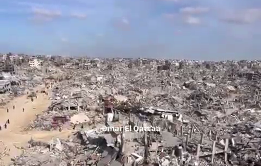 Thumbnail preview image for the video titled: Mass destruction of North Gaza after 106 days of Israel's ethnic cleansing in the area