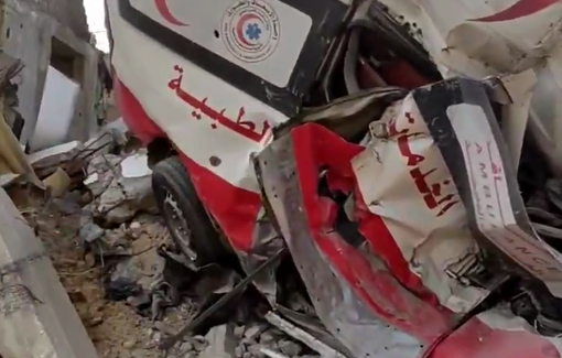 Thumbnail preview image for the video titled: Graveyard of rescue vehicles discovered in North Gaza