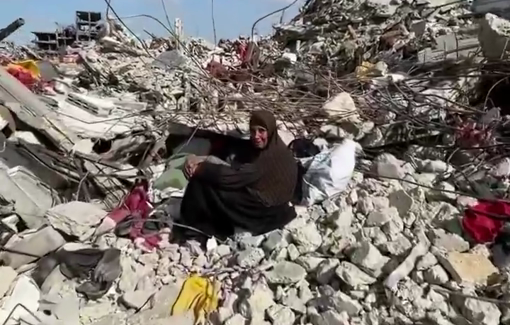 Thumbnail preview image for the video titled: Elderly mother now homeless sits atop the rubble of her house