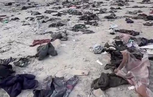 Thumbnail preview image for the video titled: Street strewn with clothes of Palestinians stripped and abducted in North Gaza