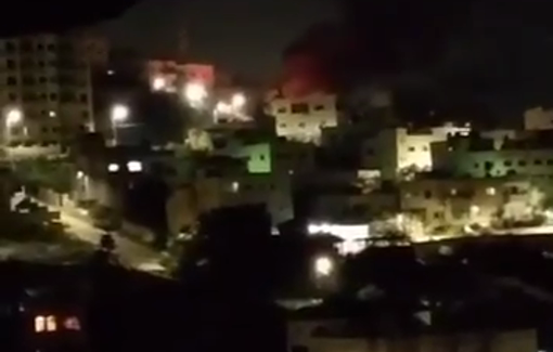 Thumbnail preview image for the video titled: Israeli forces set fires in two houses and a vehicle in the Al-Jabariyat neigborhood of Jenin