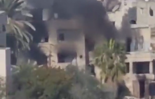 Thumbnail preview image for the video titled: Israeli occupation forces set fire to a house in Jenin refugee camp