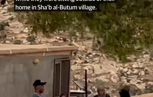 Thumbnail preview image for the video titled: Settlers assault elderly villagers of Shi'b al-Batim