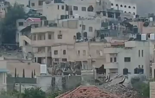 Thumbnail preview image for the video titled: Israeli forces continue the destruction of homes and infrastructure in the Jenin refugee camp