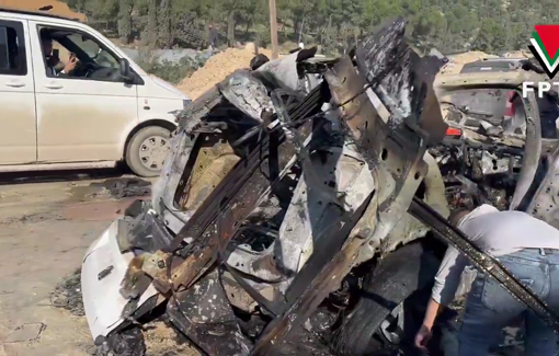 Thumbnail preview image for the video titled: 2 Palestinians were killed in the Israeli bombing of a vehicle in Nour Shams Camp