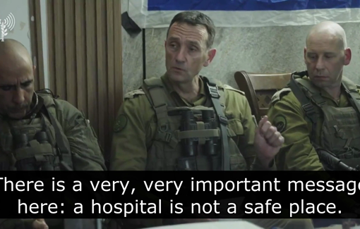 Thumbnail preview image for the video titled: Israeli Chief of General Staff Herzi Halevi: "A hospital is not a safe place"