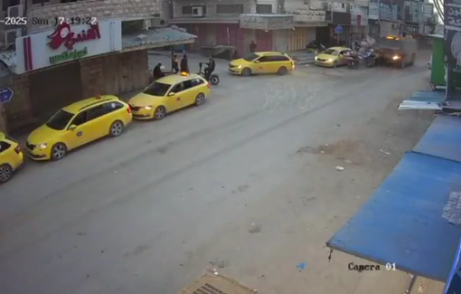 Thumbnail preview image for the video titled: IDF vehicle deliberately smashes vegetables stalls in Tulkarm