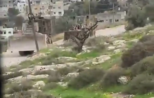 Thumbnail preview image for the video titled: Israeli D9 stormed the Al-Asharin area in Tammun (West Bank)