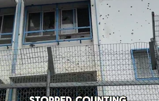 Thumbnail preview image for the video titled: Palestinian school in Jerusalem covered in bullet holes