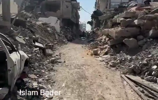 Thumbnail preview image for the video titled: Journalist Islam Badr visits his family's home in ruined Jabalia