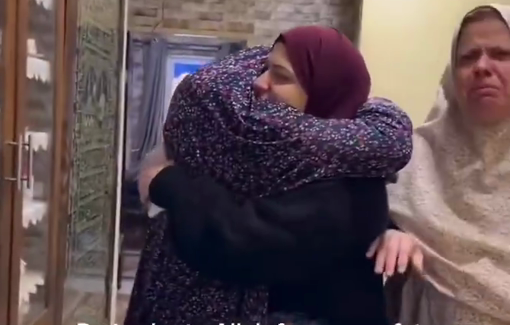 Thumbnail preview image for the video titled: Tulkarm family's tearful relief after the IDF brutally locked them and used their house as barracks