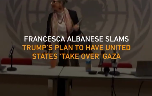 Thumbnail preview image for the video titled: F. albanese about the Trump's plan to rebuild Gaza without its people